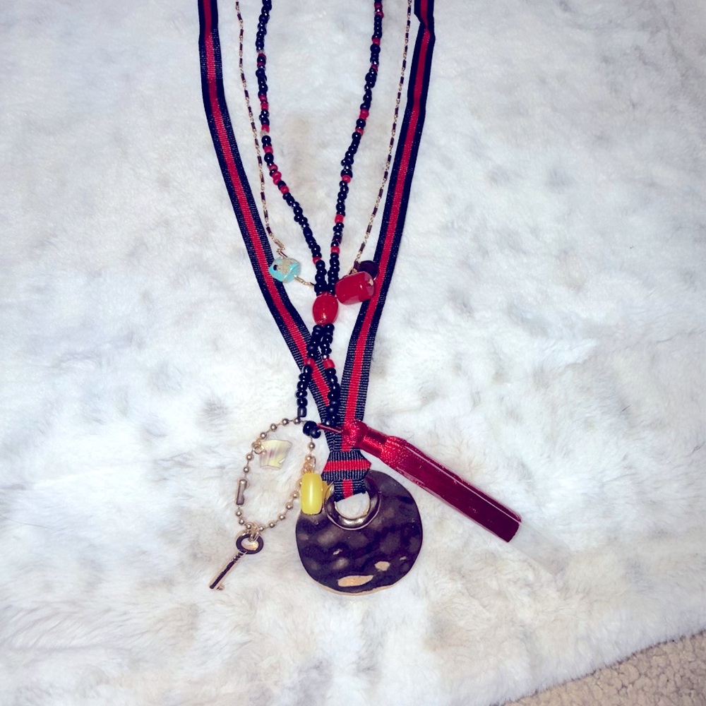 Multicolor Beaded Necklace Set by Free People 16” Inches Long